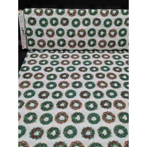 7 Yard Fabric Material Lot Christmas Wreaths on White Durable Cotton 44in JoAnn